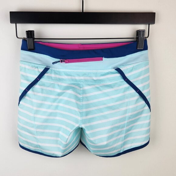 Ivivva by Lululemon Striped Workout Athletic Lined Shorts sz 12 - Picture 2 of 8